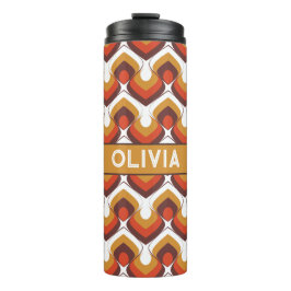 70s Bold Retro Modern Motif in Orange & Brown Thermosbeker