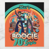 70s Boogie Retro Disco Dancing Feestgeschenken Wijn Etiket (Enkel label)