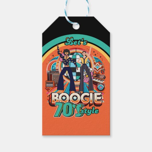 70s Boogie Retro Disco Dancing Party Favorieten Cadeaulabel (Voorkant)