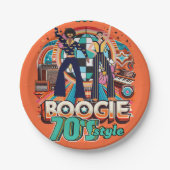 70s Boogie Retro Disco Dancing Partyware Dineren Papieren Bordje (Voorkant)