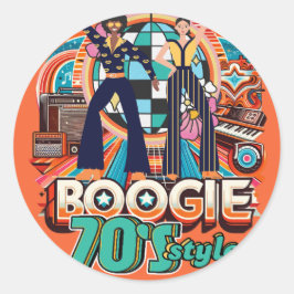 70s Boogie Retro Disco Dancing Sign Welkom Ronde Sticker
