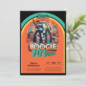 70s Boogie Retro Disco Dancing Verjaardagsfeest Kaart (Staand voorkant)