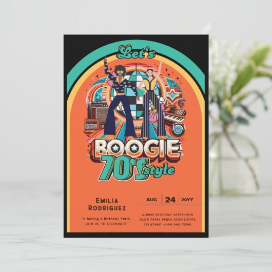 70s Boogie Retro Disco Dancing Verjaardagsfeest Kaart (Staand voorkant)