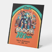 70s Boogie Retro Disco Dancing Verjaardagsfeest Reclamebord Met Voetstuk (Voorkant)