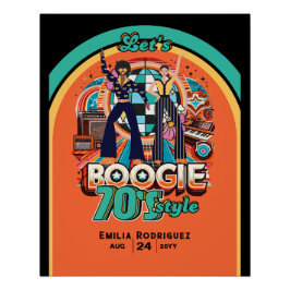 70s Boogie Retro Disco Dansbord Welkom Perfect Poster
