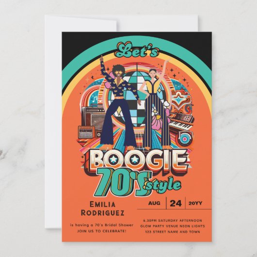 70s Boogie Retro Disco Dansende Bruids Bachelorett Kaart (Voorkant)