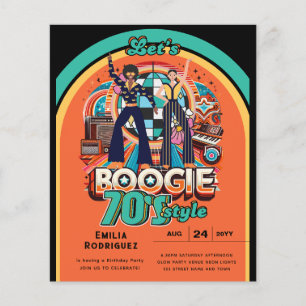 70s Boogie Retro Disco Dansende Verjaardagsfeestje Flyer