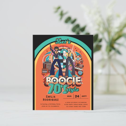 70s Boogie Retro Disco Dansfeest (Staand voorkant)