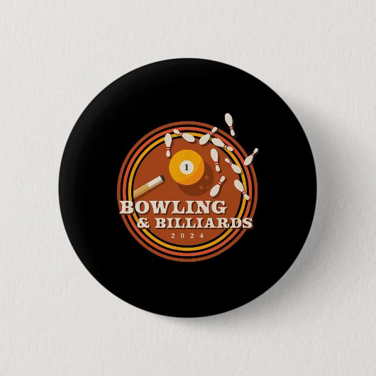 70s bowling en biljart ronde button 5,7 cm (Voorkant)