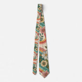 70s Brown Floral Custom Tie – Elegant Fashion Stropdas (Achterkant)