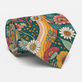 70s Brown Floral Custom Tie – Elegant Fashion Stropdas (Opgerold)