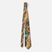 70s Brown Floral Custom Tie – Elegant Fashion Stropdas (Achterkant)
