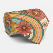 70s Brown Floral Custom Tie – Elegant Fashion Stropdas (Opgerold)