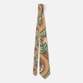 70s Brown Floral Custom Tie – Elegant Fashion Stropdas (Achterkant)