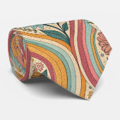 70s Brown Floral Custom Tie – Elegant Fashion Stropdas (Opgerold)