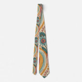 70s Bruine Bloemstuk Heren Das – Elegante Mode (Achterkant)