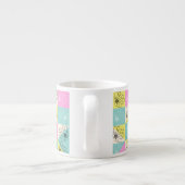 70s Checkerboard Spring Flowers Pattern Espresso Kop (Achterkant)
