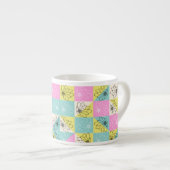 70s Checkerboard Spring Flowers Pattern Espresso Kop (Voorkant rechts)