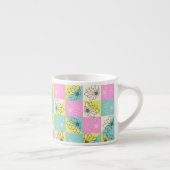 70s Checkerboard Spring Flowers Pattern Espresso Kop (Rechts)
