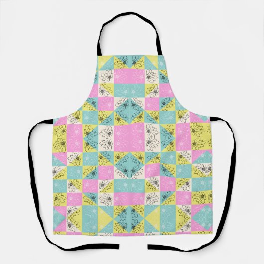  70s Checkerboard Spring Flowers Pattern Schort (Voorkant)
