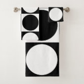70s Checks and Circles Black and White Bad Handdoek (Insitu)