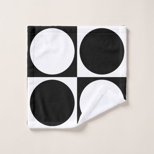 70s Checks and Circles Black and White Bad Handdoek (Wasdoekje)