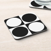 70s Checks and Circles Black and White Bier Onderzetter (Linkerzijde)
