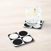 70s Checks and Circles Black and White Bier Onderzetter (Rechterzijde)