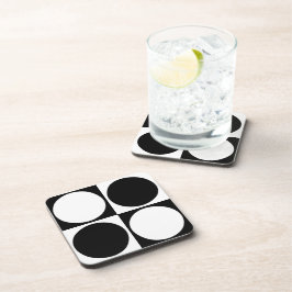 70s Checks and Circles Black and White Bier Onderzetter