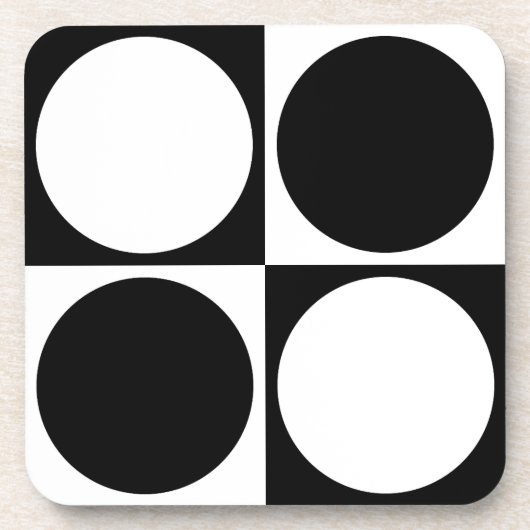 70s Checks and Circles Black and White Bier Onderzetter (Voorkant)