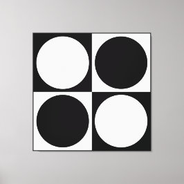 70s Checks and Circles Black and White Canvas Afdruk