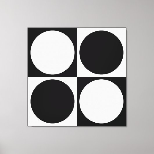 70s Checks and Circles Black and White Canvas Afdruk (Voorkant)