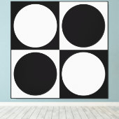 70s Checks and Circles Black and White Canvas Afdruk (Insitu (Houten vloer))
