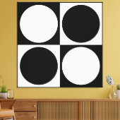 70s Checks and Circles Black and White Canvas Afdruk (Insitu (Woonkamer))