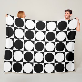 70s Checks and Circles Black and White Fleece Deken