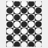 70s Checks and Circles Black and White Fleece Deken (Voorkant)