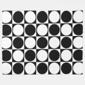 70s Checks and Circles Black and White Fleece Deken (Voorkant (Horizontaal))