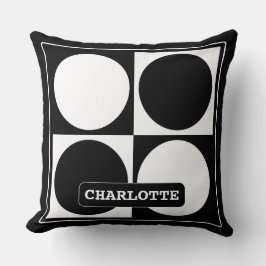 70s Checks and Circles Black and White Kussen