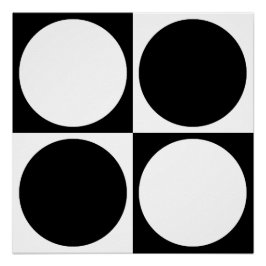 70s Checks and Circles Black and White Perfect Poster