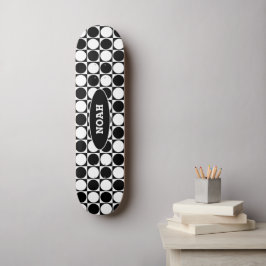 70s Checks and Circles Black and White Persoonlijk Skateboard