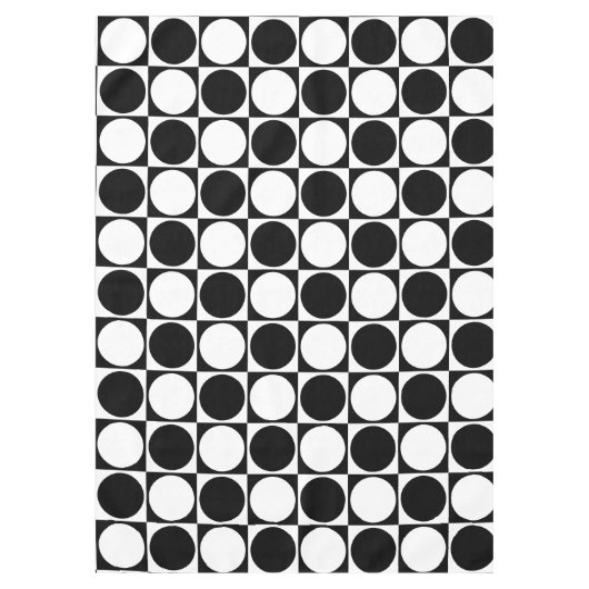 70s Checks and Circles Black and White Tafelkleed (Voorkant)