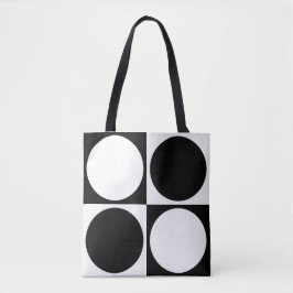 70s Checks and Circles Black and White Tote Bag