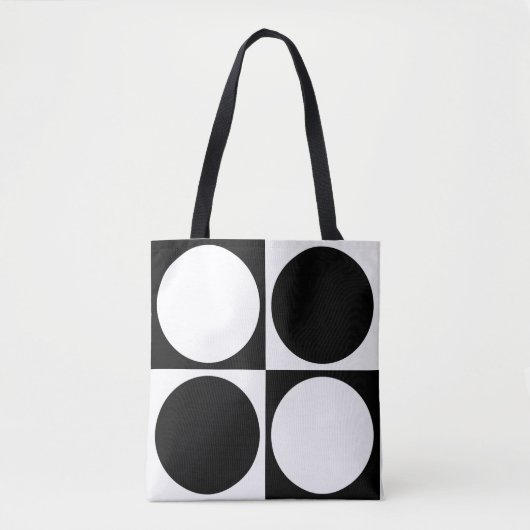 70s Checks and Circles Black and White Tote Bag (Voorkant)