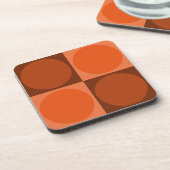 70s Checks and Circles Flame Orange Bier Onderzetter (Linkerzijde)