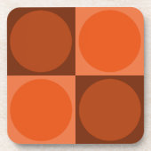 70s Checks and Circles Flame Orange Bier Onderzetter (Voorkant)
