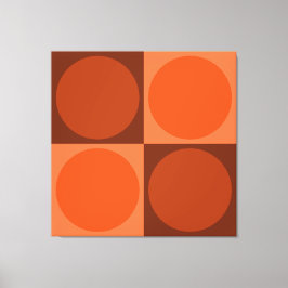 70s Checks and Circles Flame Orange Canvas Afdruk
