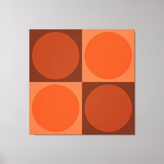 70s Checks and Circles Flame Orange Canvas Afdruk (Voorkant)