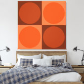 70s Checks and Circles Flame Orange Canvas Afdruk (Insitu (Slaapkamer))