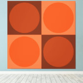 70s Checks and Circles Flame Orange Canvas Afdruk (Insitu (Houten vloer))