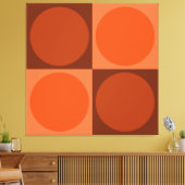 70s Checks and Circles Flame Orange Canvas Afdruk (Insitu (Woonkamer))